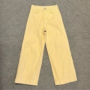 Weekday Jeans Womens Size 34 Yellow Wide Leg High Rise Cropped Vida Denim
